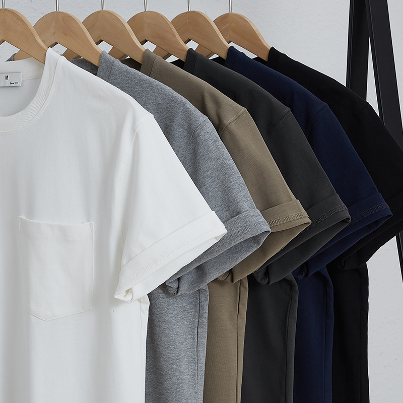 360g thick loose heavy cotton pocket T-shirt Japanese style Kaji retro fashion brand solid color small neckline bottoming shirt 360g thick loose heavy cotton pocket T-shirt Japanese style Kaji retro fashion brand solid color small neckline bottoming shirt