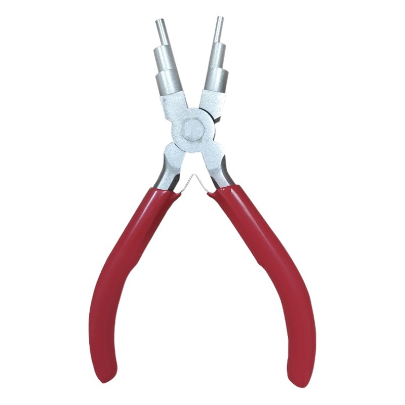 Seis-sección joyería alicates de punta redonda tamaño espesor bobina 6-sección redonda de metralla de alambre de acero de diseño de la bobina de flexión alicates de punta