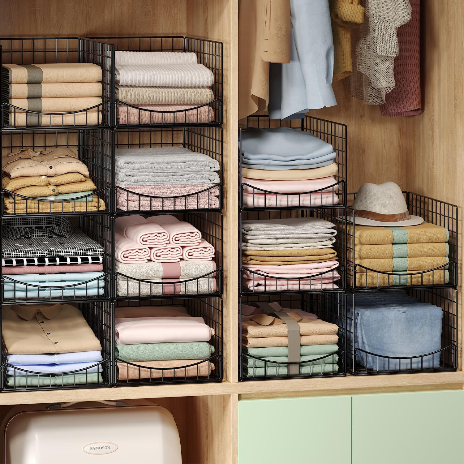 Cross-Border Four-Layer Slide Wardrobe Storage Rack and Storage Rack Stacking Wardrobe Storage Basket Clothes Storage Basket Multi-Layer