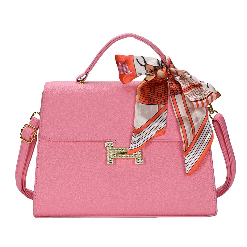 2024 comercio exterior nuevo estilo portátil gran Kelly bolso de mensajero de un solo hombro de cuero de alta calidad bufanda de seda con patrón de lichi marea