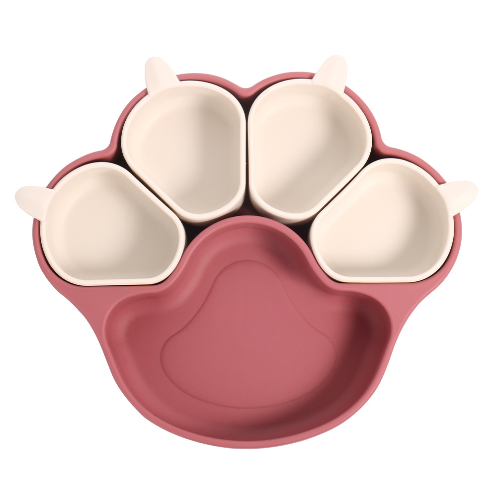 Burgundy dinner plate + 4 small plates