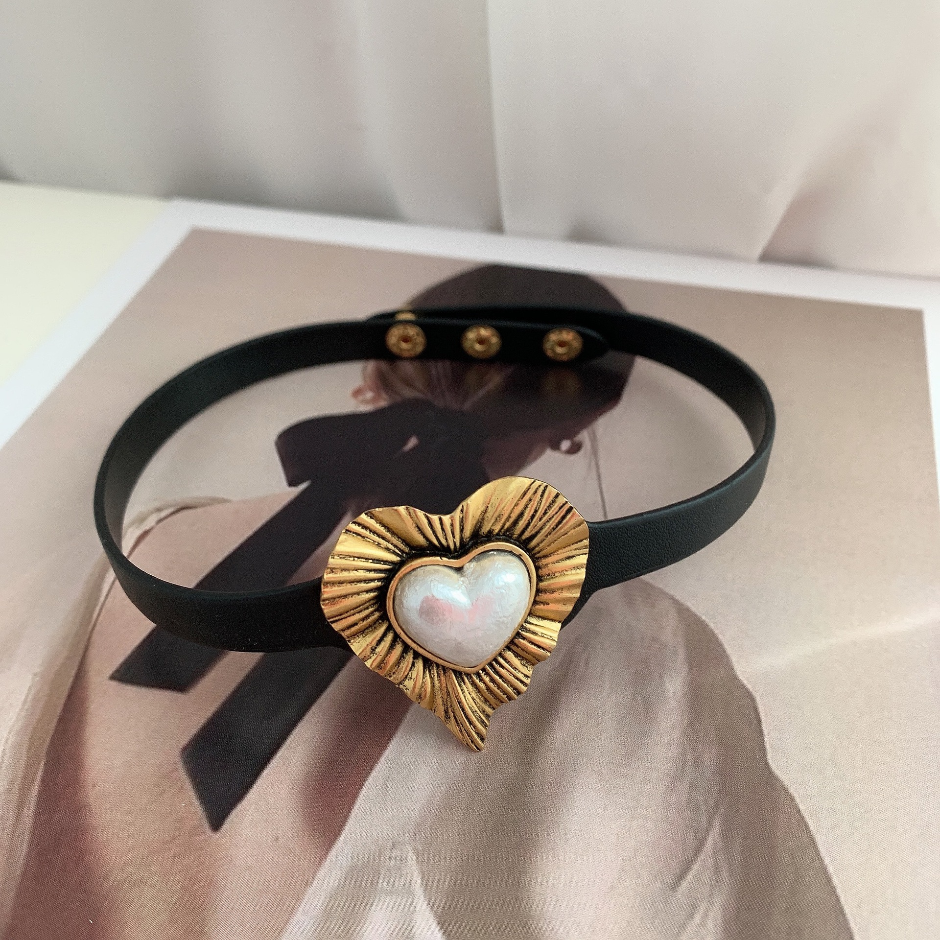 ruffled gold plated vintage heart earrings