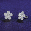 Fashionable earrings, silver 925 sample, flowered