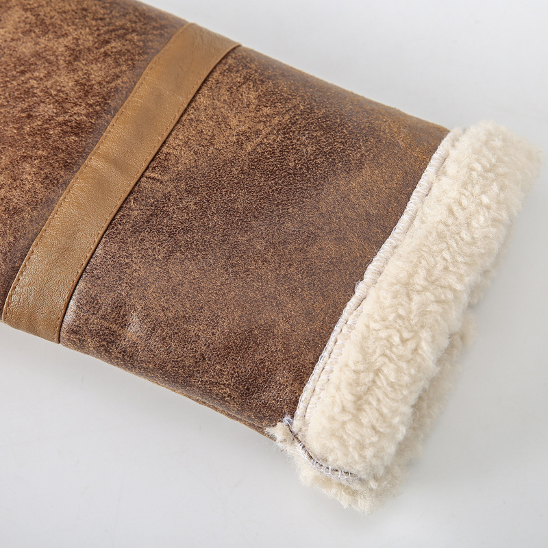 boy Men's Turn-Down Collar Lamb Wool Plus Size Cross-Border Thickened Warm Motorcycle Jacket Retro European And American_voghion.com