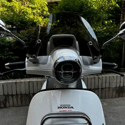 for Honda 25 Ns150La: Motorcycle front windshield - 25-models-brown-height-28cm-silver-integrated-stand