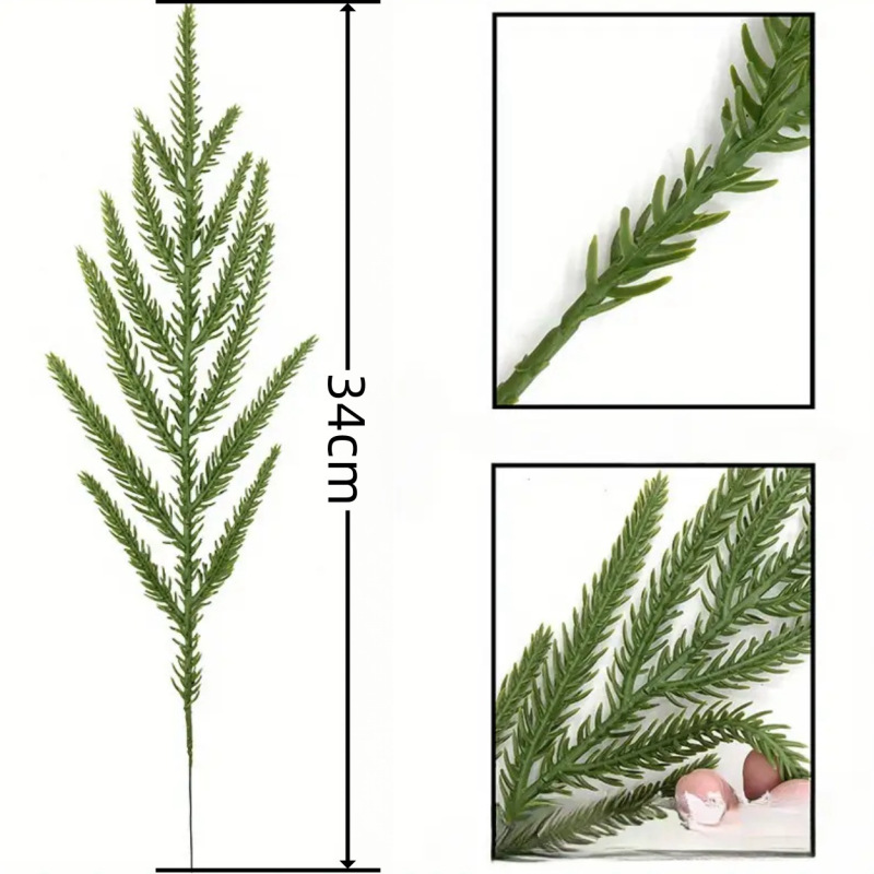 跨境圣诞节仿真植物13叉手感科技软料圣诞装饰DIY松针配件装饰|undefined