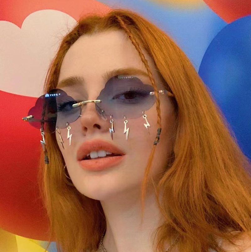 PC, UV400 Protection Lens Material Special-Shaped Mirror Glasses Style Fashion Clouds Lightning PC UV400 Protection Special-Shaped Mirror Frameless Women's Sunglasses