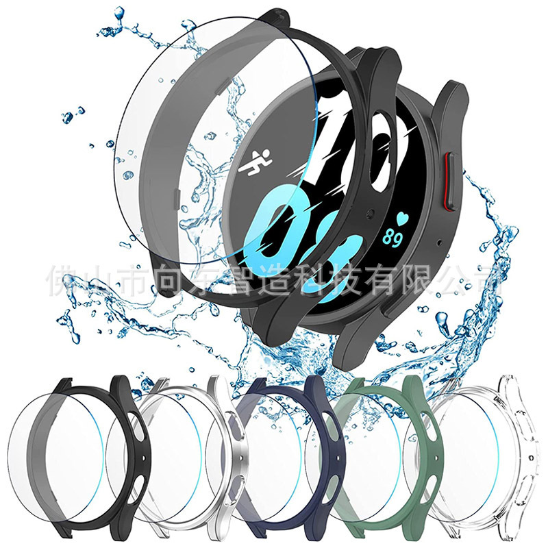 For Samsung Watch5/5Pro Half Bag Protective Shell 4 Hollow Watch Case Waterproof Glass Tempered Film Case Set