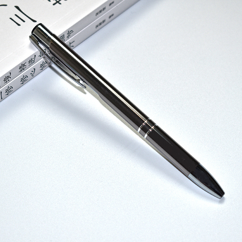 Bolígrafo de metal Varilla de aluminio Bolígrafo de prensa azul negro Logotipo grabado láser Bolígrafo de regalo publicitario