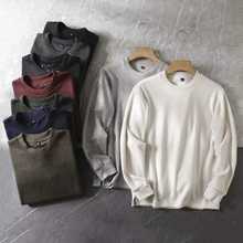 秋冬男装柔软针织摇粒绒圆领套头衫长袖T恤打底衫