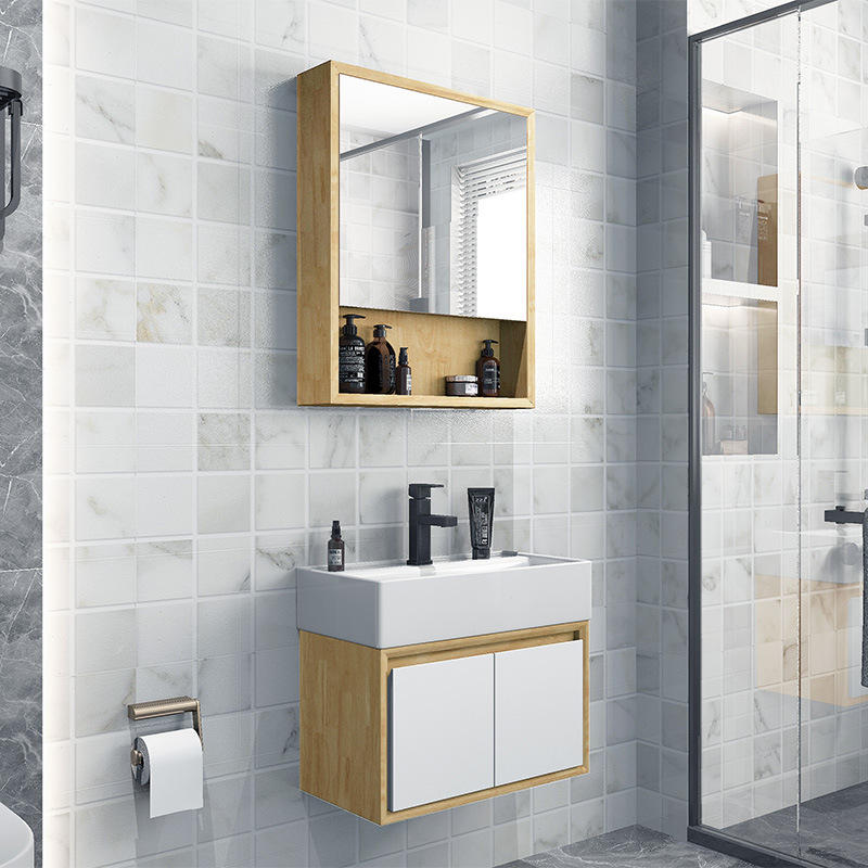 Gabinete de baño de roble combinación de baño lavabo pequeño apartamento inodoro lavabo gabinete inteligente lavabo