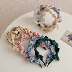 Summer Butterfly Bow Satin Folded Headband for Women, Simple Silk Headband, Korean Style, Teenage Hair Clip, Hair Accessory Wholesale
