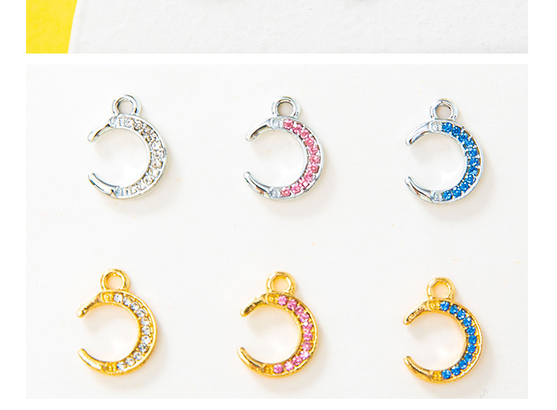 Alloy Material Moon Pattern 10 PCS/Package Alloy Rhinestones Moon Pendant