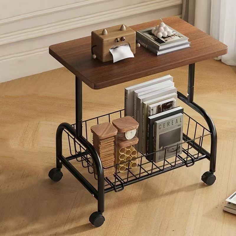 Household Storage Rack Side Table Storage Rack Shelf Cream Style Small Coffee Table Removable Roller Storage Rack Side Table