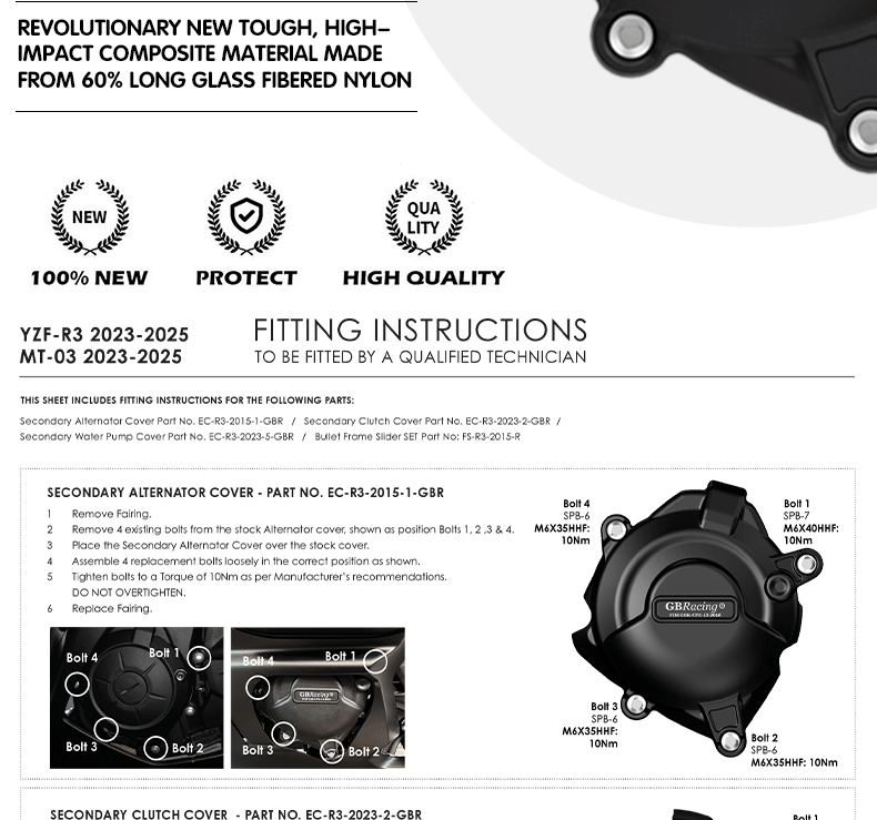 Suitable for Yamaha Mt-03/Yzf R3 23-25 Years Motorcycle Engine Anti-Fall Protective Cover Side Cover
