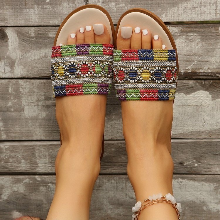 New European American Foreign Trade 2024 Summer Large-size Shoes, Flat Sandals, Simple And Versatile Women's Outdoor_vogvips.com