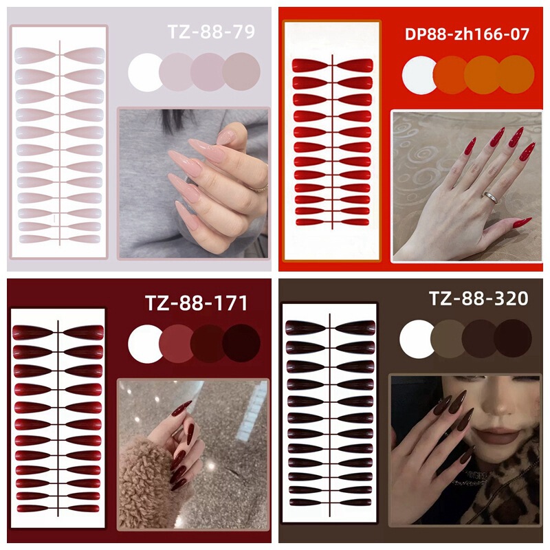 24 Pieces of Nude Color Artistic Pointed Nails, Long Shiny Nail Tips, Fake Nails, Ready-To-Wear Long Pointed Nail Pieces 24 Pieces of Nude Color Artistic Pointed Nails, Long Shiny Nail Tips, Fake Nails, Ready-To-Wear Long Pointed Nail Pieces