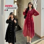 大码秋冬法式v领连衣裙