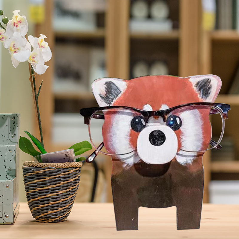 Estante de exhibición para pequeños animales de madera impresa, soporte para gafas, decoración de escritorio, perro pequeño, soporte para gafas image 1