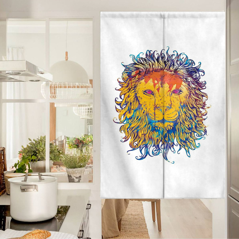 Customized Colorful Fantasy Lion King Fashion Kitchen Door Curtain Digital Print Curtain Cross-Border Dropshipping from Pictures Customized Colorful Fantasy Lion King Fashion Kitchen Door Curtain Digital Print Curtain Cross-Border Dropshipping from Pictures