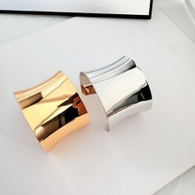 欧美光面开口手镯女小众轻奢高级感夸张情侣手环臂环手饰饰品天然