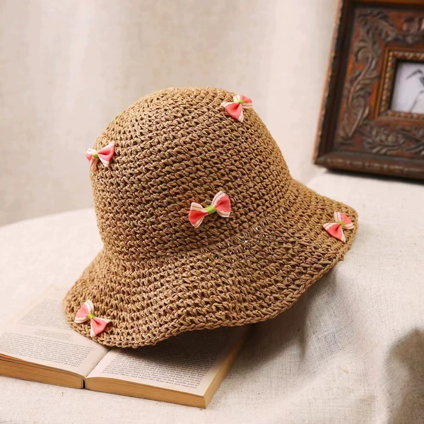 With bow, khaki