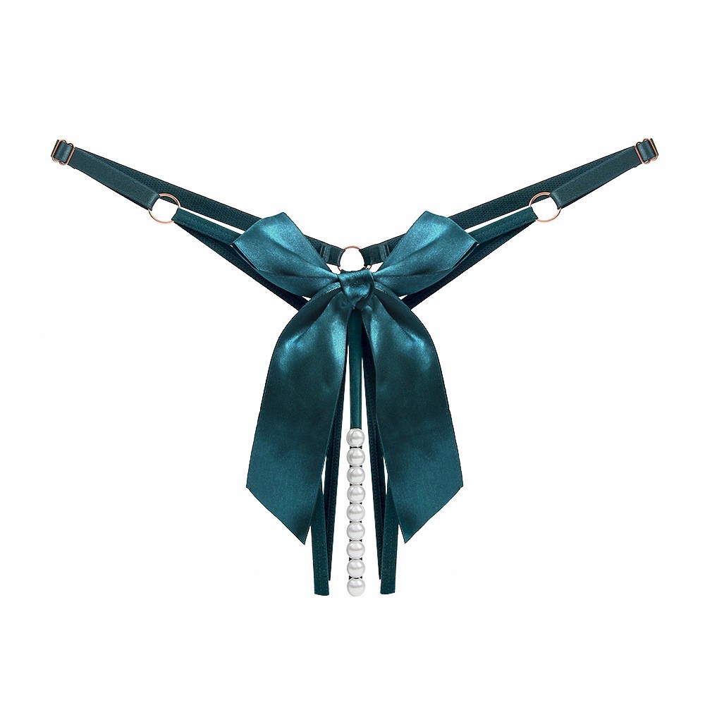 Women’s High-Waist Open-Crotch Pearl Massage Panty with Bow and Adjustable Straps — detail image 12