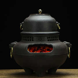 户外围炉煮茶炭炉日式炭火煮茶器家用煮茶碳炉铸铁鬼面风炉庭院