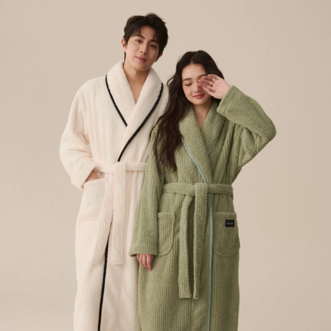 Спот-халат женский осенний и зимний коралловый бархат мужской халат пара пижамы набор удлиненные халат утолщение зимой