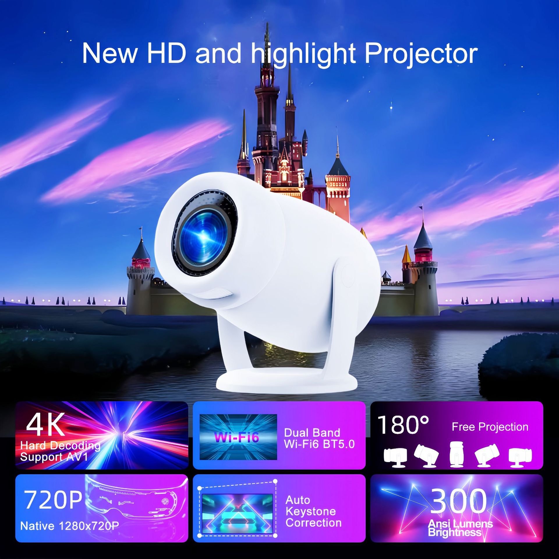New Cross-Border Y400 Projector Wireless High-Definition Android Version Portable Home Mini Projector to Project White Wall