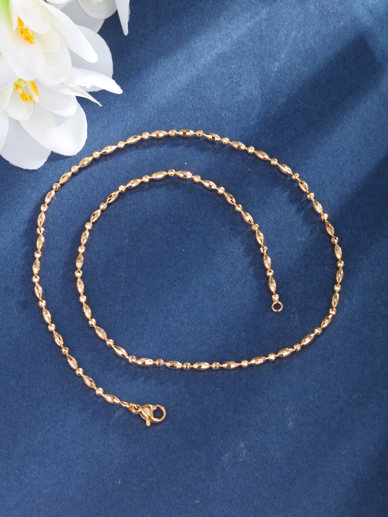 Xuping joyería aleación de invierno y otoño de mijo collar de perlas oval simple cadena collar de perlas de oliva mujer