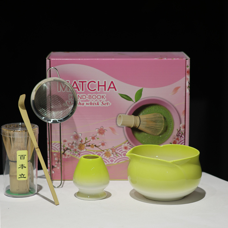 MATCHA跨境专供多款新品陶瓷5件套抹茶碗带嘴宋代点茶茶筅工具套|undefined