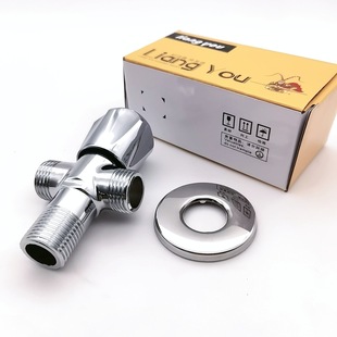 Copper angle valve one-in-two-outlet three-way angle valve double-outlet double-purpose eight-word valve toilet double-control triangle valve manufacturer