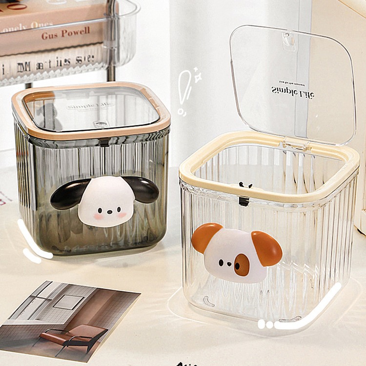 Cute transparent desktop small trash can for student desks dorm offices high-quality with lid storage wastebasket