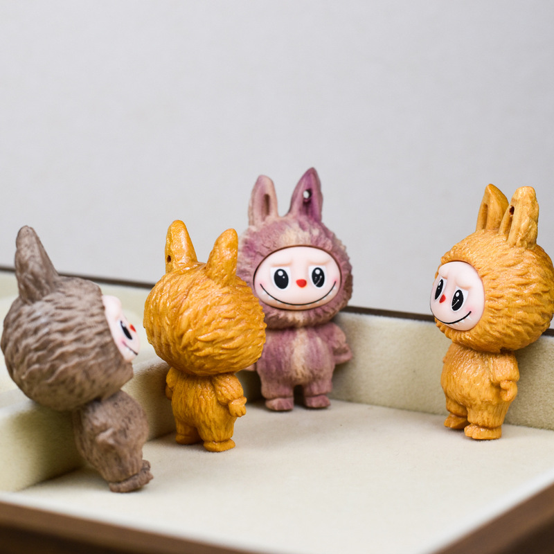 無垢材彫刻漫画かわいいエルフラブブ DIY 手作りオフィスデスクトップハンドクラフト装飾品|undefined