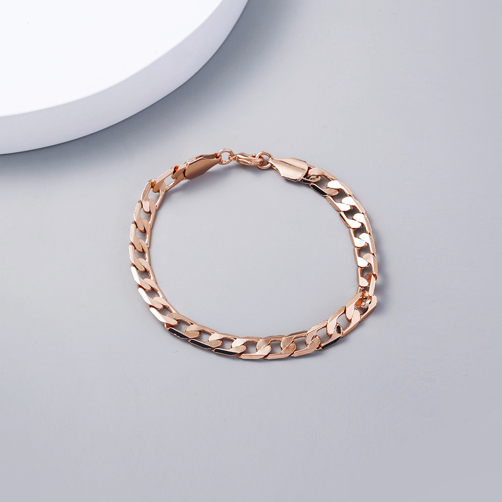 European And American Fashion Simple Rose Gold Cuban Chain Bracelet Trend Bracelet Jewelry display picture 5