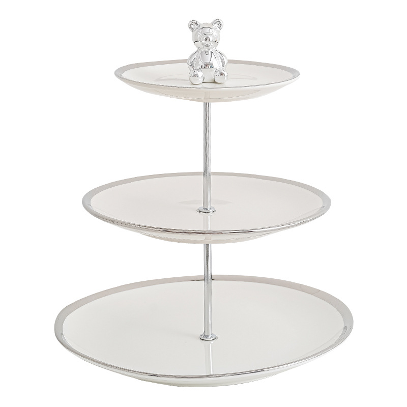 Luz de lujo multicapa de cerámica plato de fruta sala de estar mesa de café hogar plato de fruta recepción postre decoración postre plato de caramelo