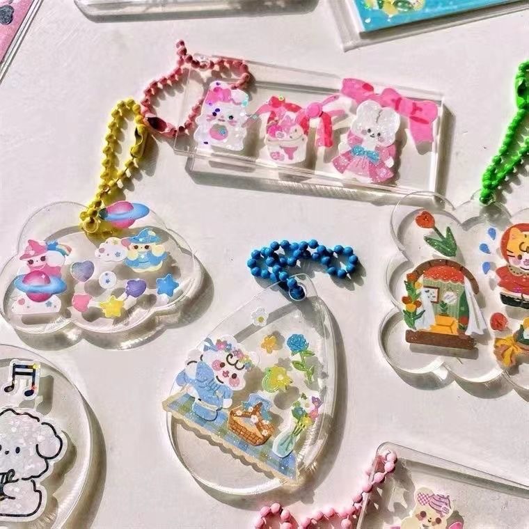 Star merchandise DIY keychain glitter goka self-made idol pendant gupa plastic sheet creative