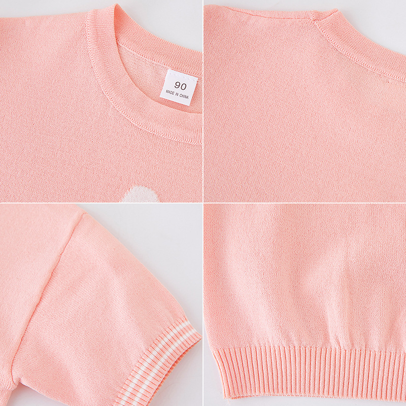 2023 ropa para niños nueva flor de seda de hielo niñas de punto de manga corta Camiseta para niños camisa de verano delgada entrega de una pieza