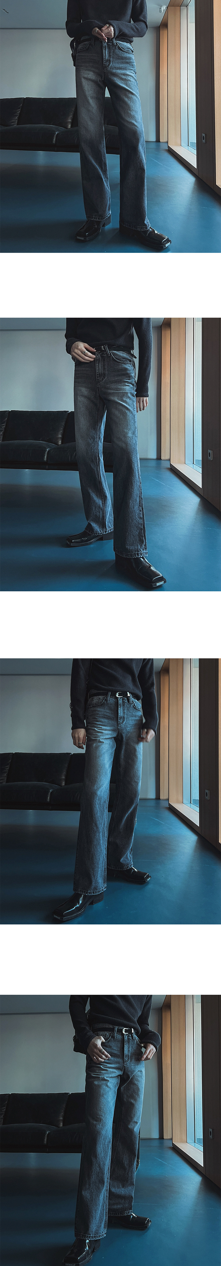 Men's Retro Washed Straight Leg Jeans Winter Casual Cleanfit Korean Style Mid Waist Stretch Polyester Outfit_mkmklike.com