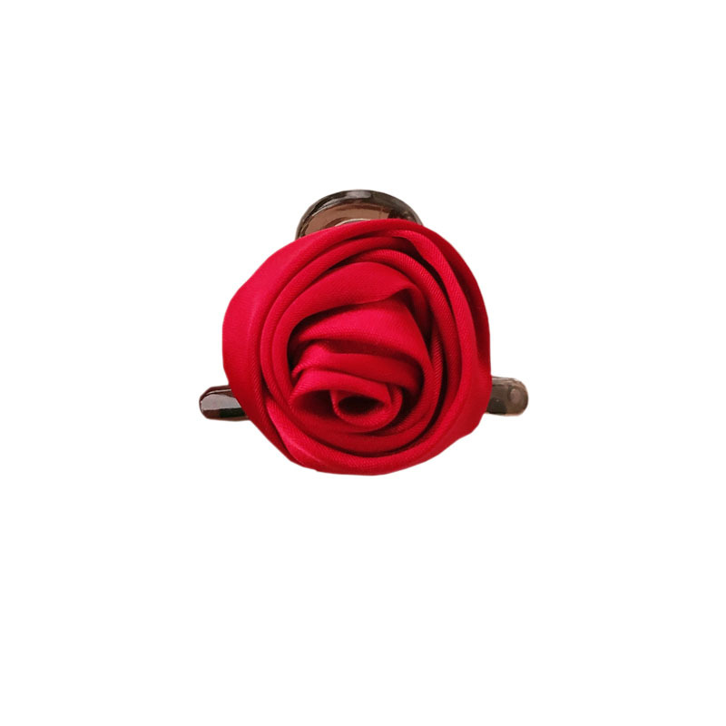 Clip de cabeza de princesa rosa roja satinada pequeña mujer lateral tocado clip de cabello de cabeza de tiburón clip de cabello de mitad