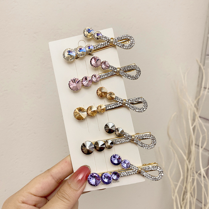 厂家批发新款合金满钻边夹鸭嘴夹发夹女水晶 跨境简约几何形卡子