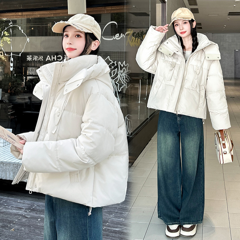 Invierno plumón de algodón mujer 2025 nuevo abrigo de algodón con capuz suelto hombre pequeño chaqueta de algodón de moda de pan coreano image 6