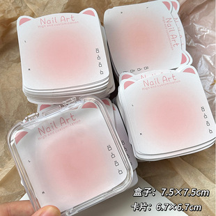 In stock cat ear wear nail display cardboard cute pink blush nail card instructions logo printing