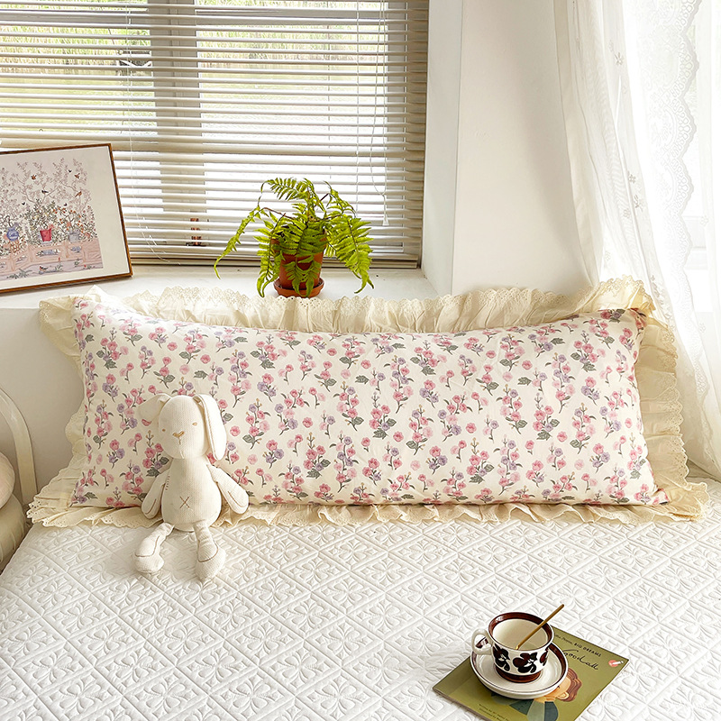 Algodón de doble hilo doble larga funda de almohada de 1.5m todo el algodón funda de almohada estilo coreano pareja alargada funda de almohada interior image 12