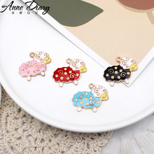 韩版小绵羊 合金滴油DIY饰品配件 卡通可爱动物挂件 耳环皮筋材料