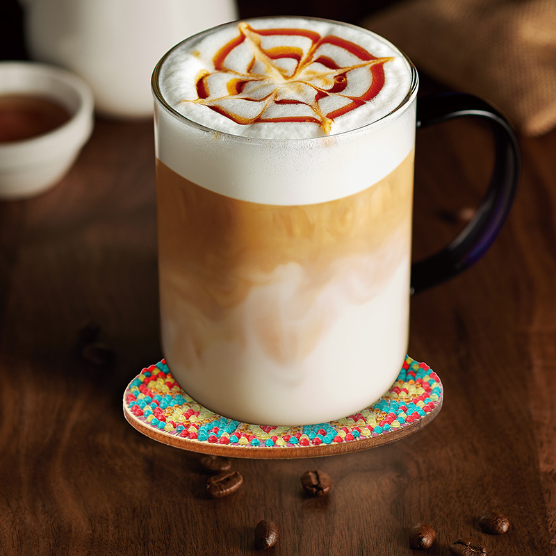 Diamante personalizable pintura taza almohadilla de dibujos animados tablero de madera aislamiento térmico pequeño diy alta sensación de fabricación artesanal al por mayor taladro de cristal