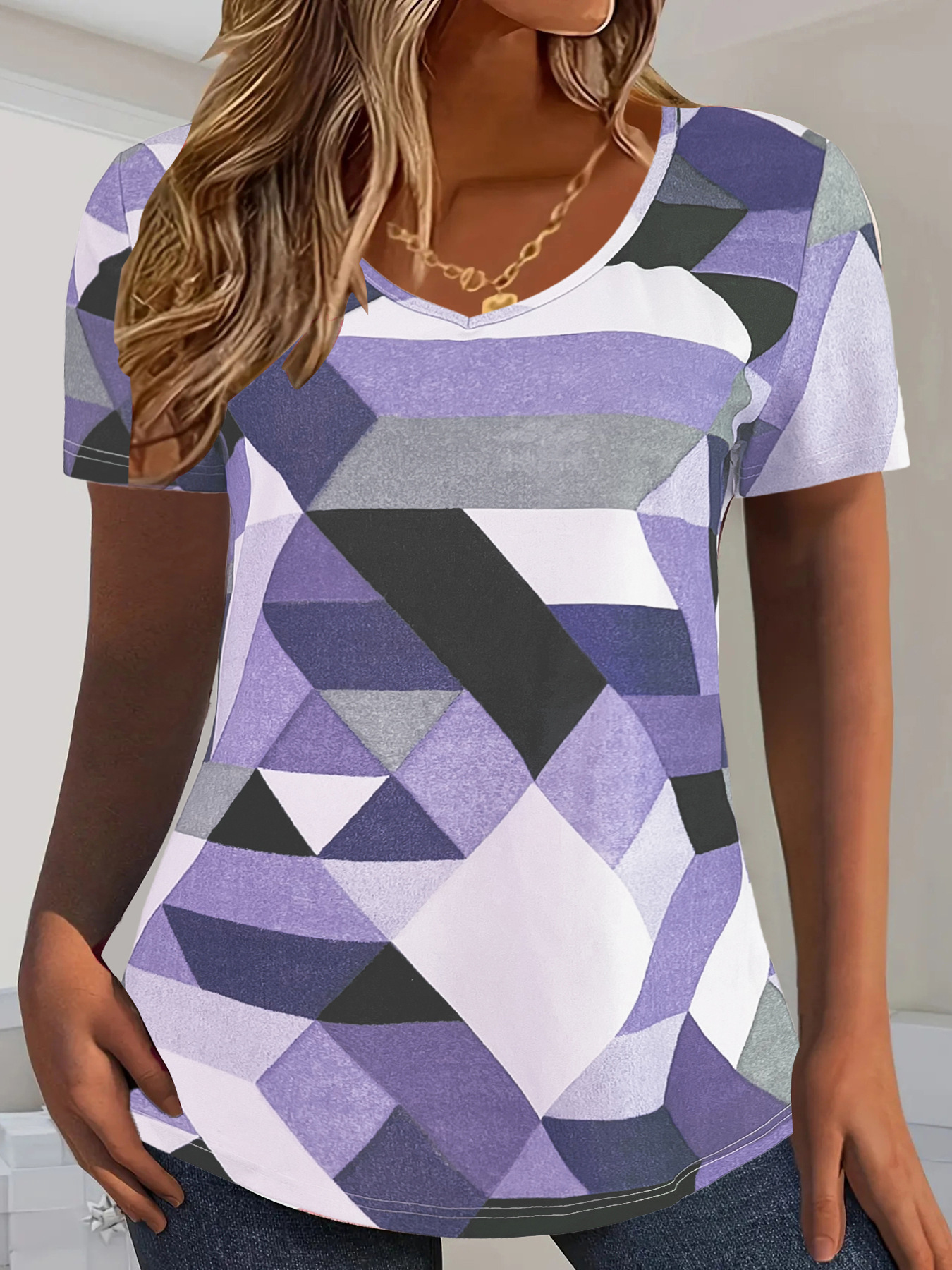 Vibrant 3d Print Round Neck T-Shirt For Women, Soft Polyester Casual Tee, Loose Fit Short Sleeve Top For Daily Wear_ecoleips.com