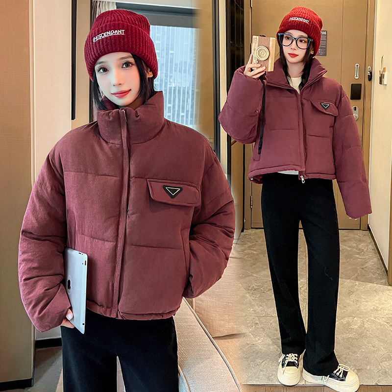 Invierno de 2025 nuevo temperamento de moda femenina simple y grueso hombre pequeño abrigo de algodón de plumón corto