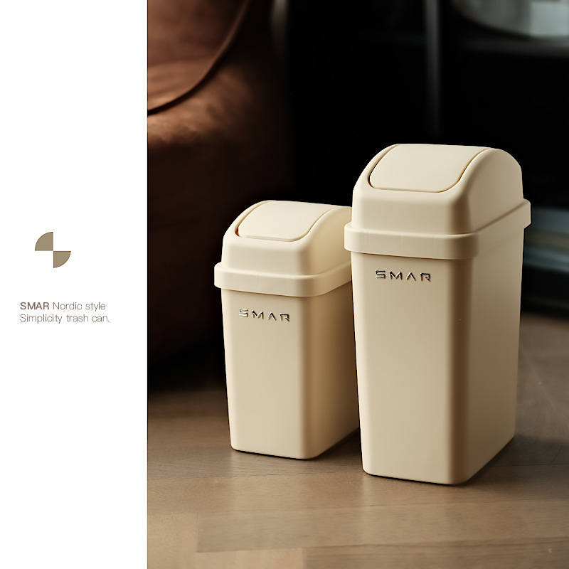 2024 Trash Can for Home Bathroom, Toilet, Restroom, Kitchen, Living Room with Lid, Bedroom Crevice Paper Basket Storage Bin